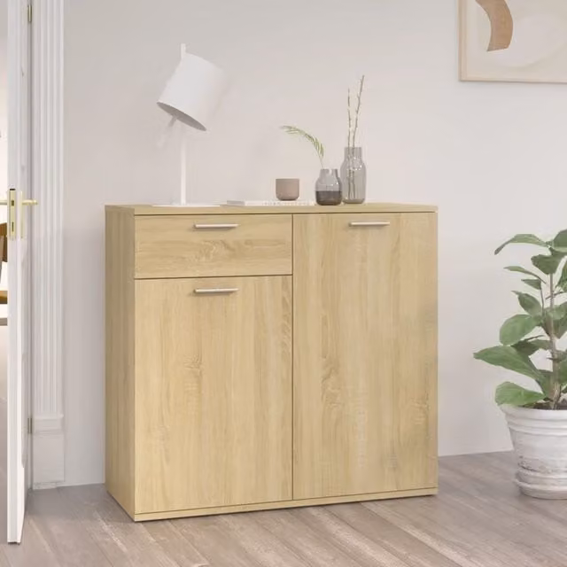 Berkfield Home Sonoma Oak Sideboard in Brown, W/D/H: 80 x 36 x 75 cm
