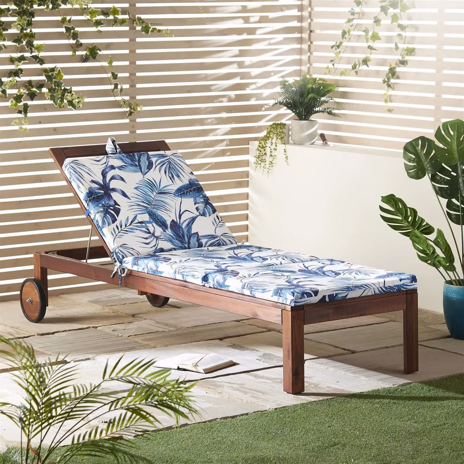 Alan Symonds Tropical Summer Range Lounger Pad in Blue, W/D/H: 60 x 180 x 5 cm – 3