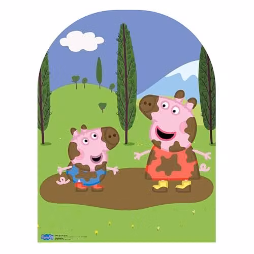 Star Cutouts SC822 Peppa Pig and George Muddy Puddle Freestanding Cardboard Child Stand-In Photo Prop for Kids Birthday Parties and Events, Multicolour