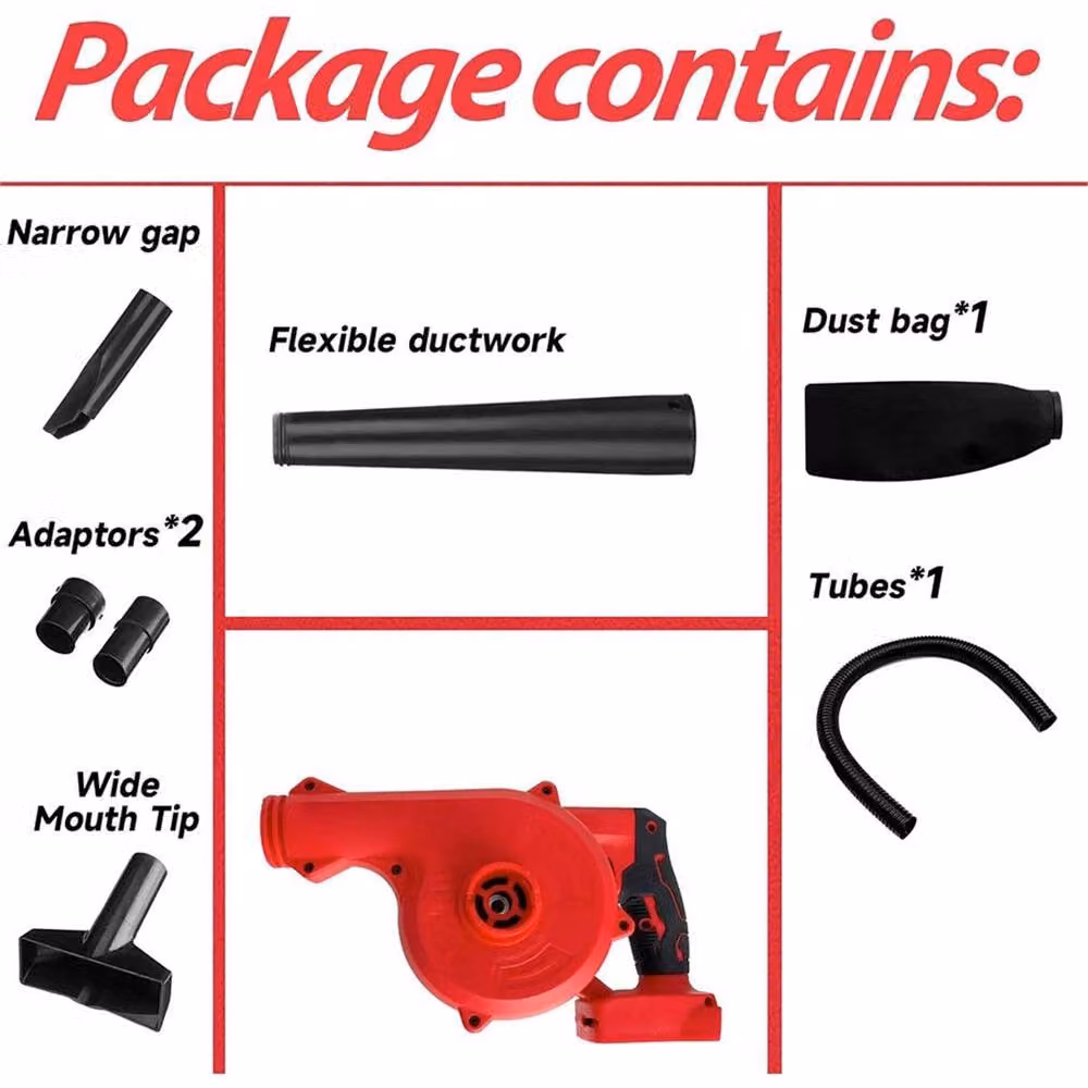 SPETLEK 2-in-1 Cordless Leaf Blower and Vacuum for Milwaukee 18V Batteries, Red – 5