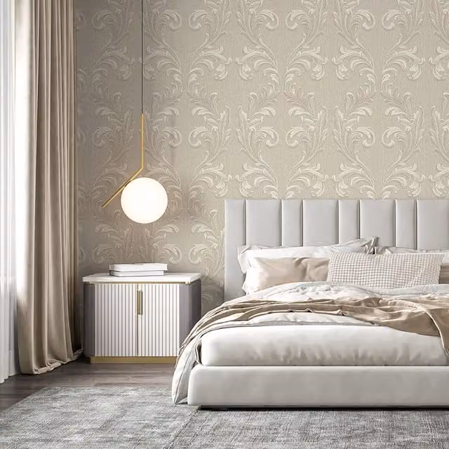 Belgravia Tiffany Abstract Geometric Vinyl Wallpaper in Beige and Yellow