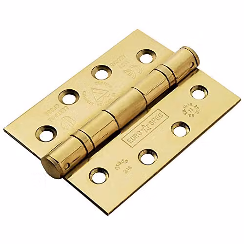 Loops Pair of Stainless Brass Ball Bearing Hinges for Interior Doors, W/D/H: 102 x 76 x 3 mm
