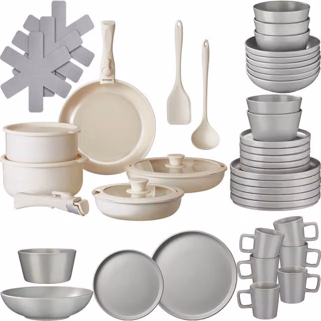tectake Una/Genua Kitchen Starter Set in Multicolour Ceramic and Stoneware