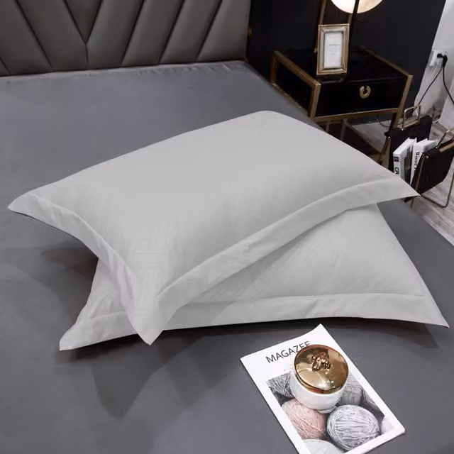 Ezysleep Egyptian Cotton 400 Thread Count Oxford Pillowcase Set in Silver, Pack of 2