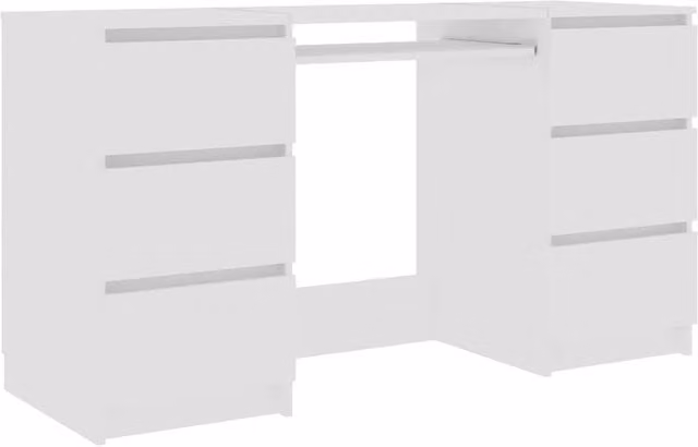 Berkfield Home Modern White Writing Desk in MDF, W/D/H: 140 x 50 x 77 cm