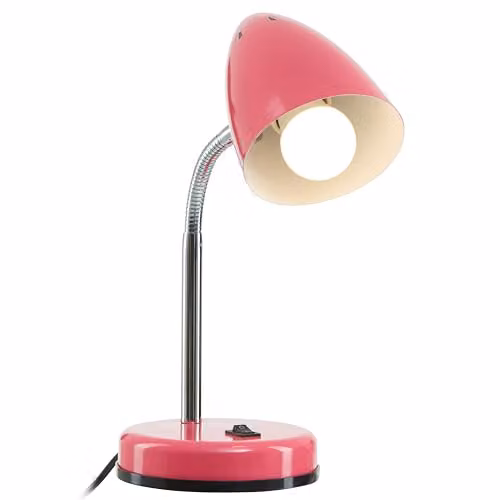 Orsina Adjustable Metal Desk Lamp in Pink with Chrome Details for Reading and Task Lighting – 1