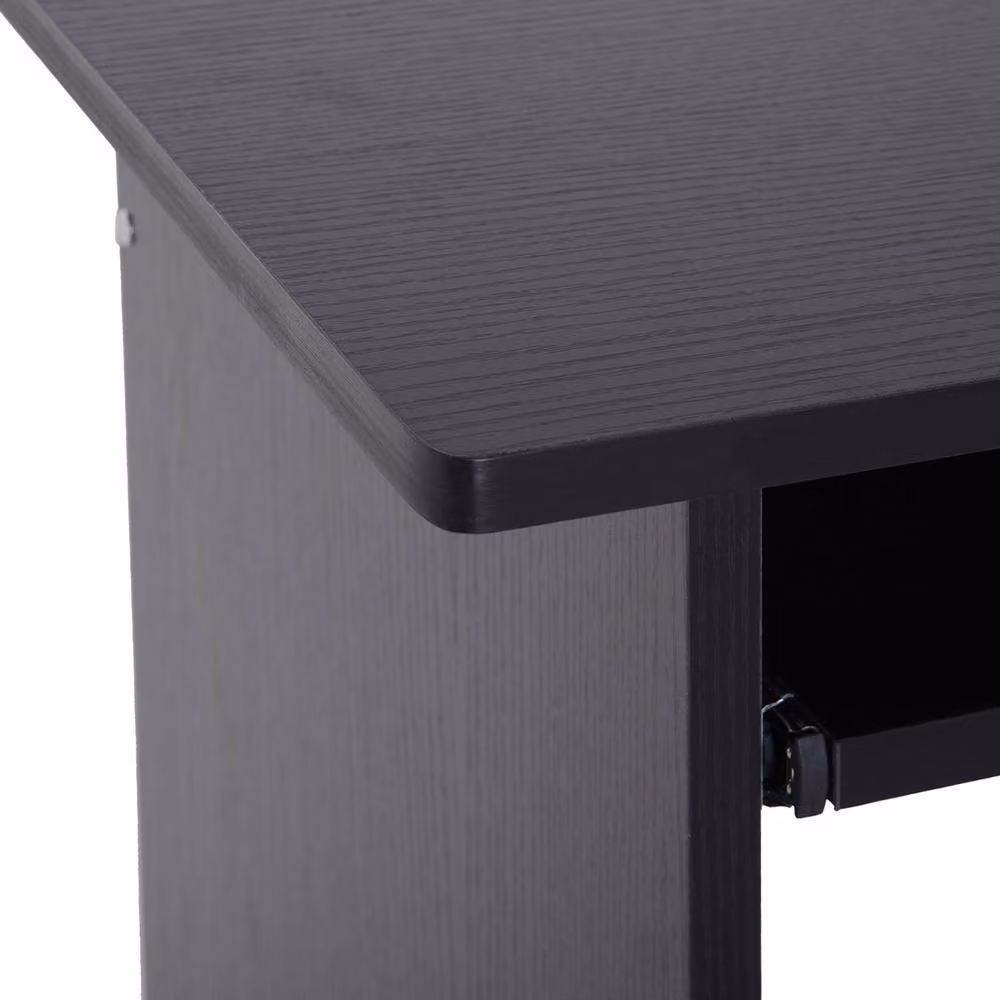 Rolipo Compact Computer Desk with Keyboard Tray and Storage Shelf in Black – 9