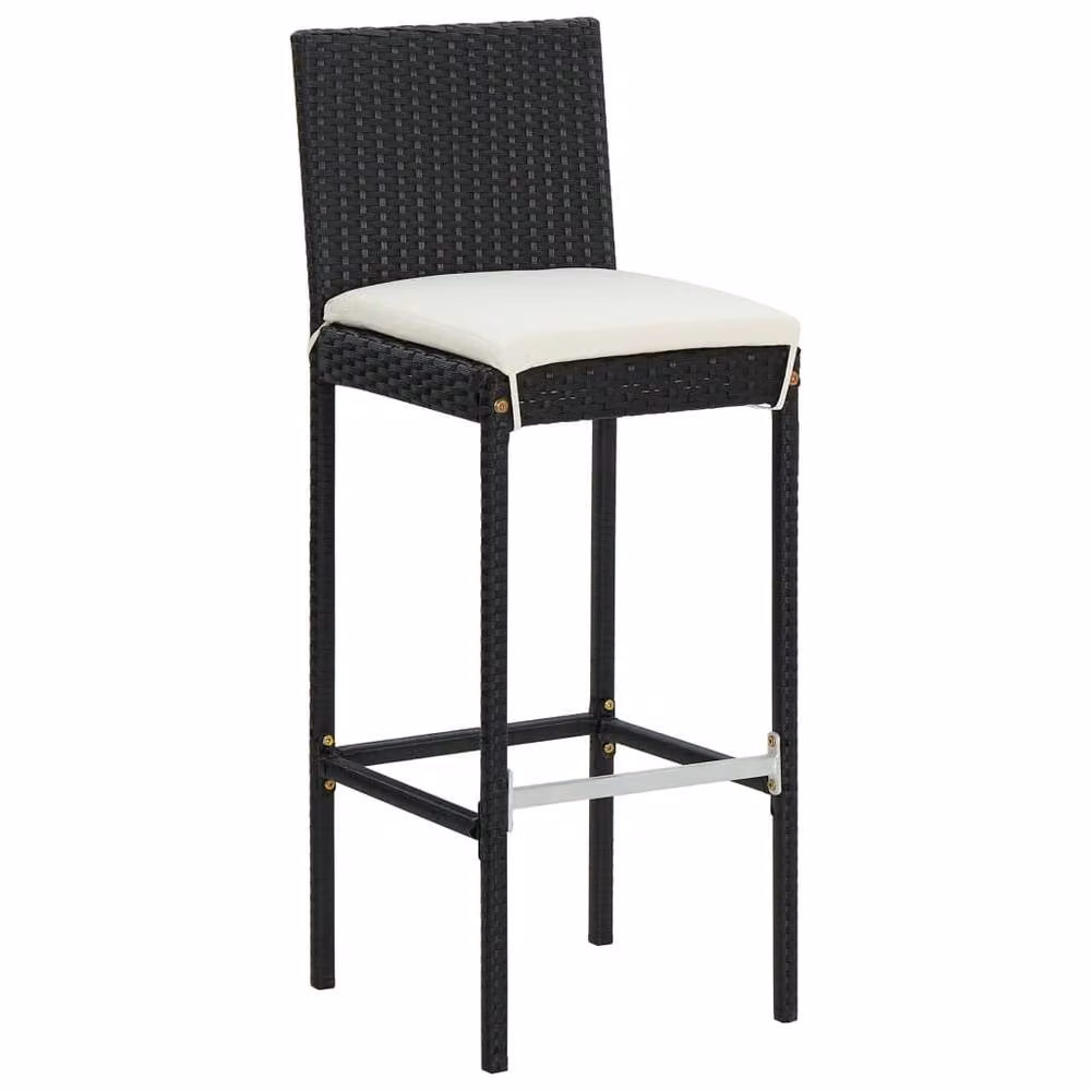 Berkfield Home 5 Piece Garden Bar Set with Cushions in Black Poly Rattan – 3