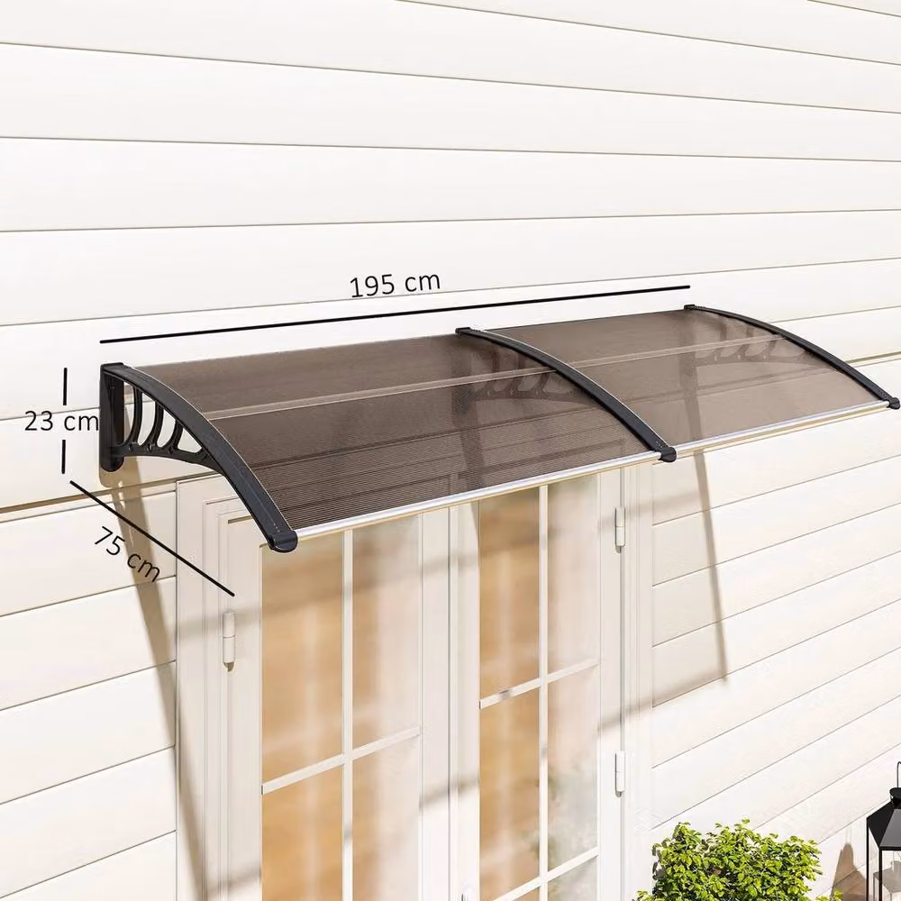 FLAVORA Outdoor Curved Window Porch in Brown, W/D/H: 195 x 75 x 23 cm – 2