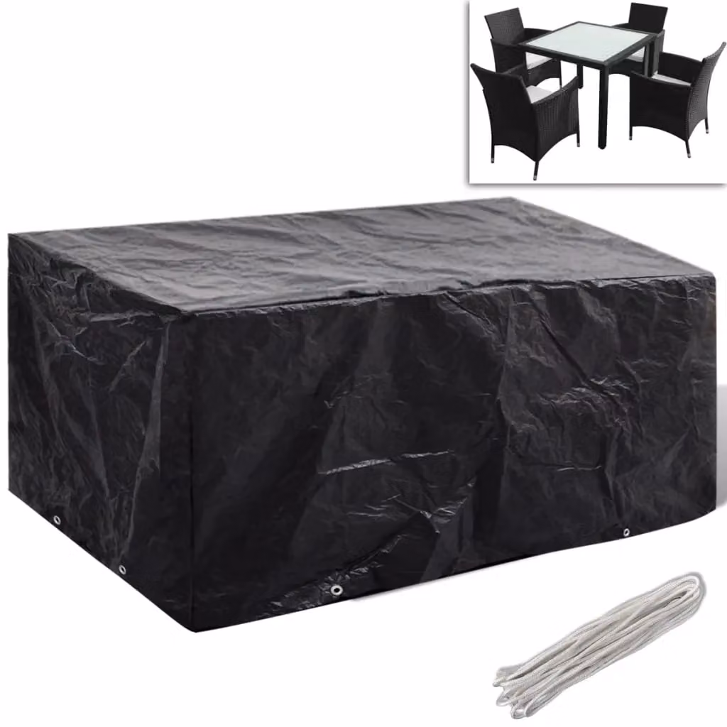 Berkfield Home Water-Repellent Poly Rattan Garden Furniture Covers for 4 People, Black, W/D: 180 x 140 cm, 2 Pack – 2