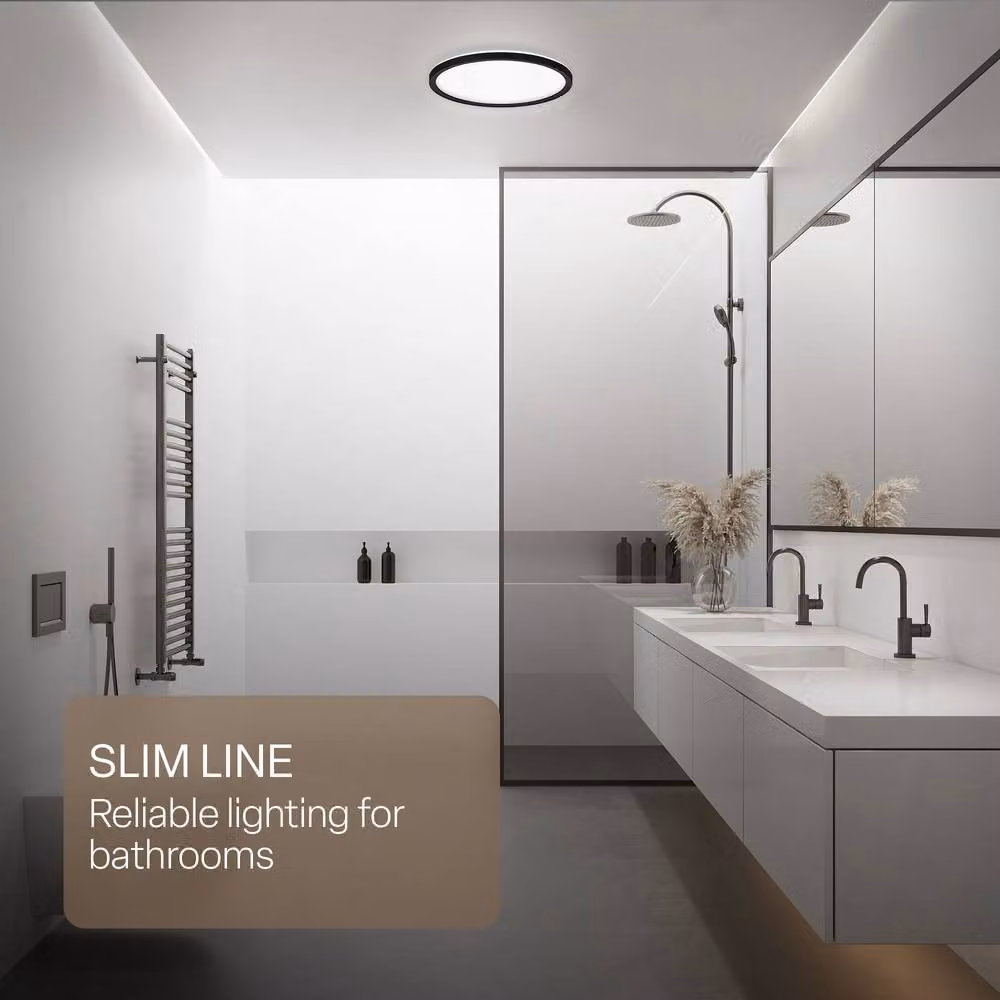 B.K.Licht Black LED Slim Panel Ceiling Light, 18W, 2400lm, 4000K Neutral White, IP44 Splash-Proof, W/D/H: 29 x 30 x 3 cm – 2