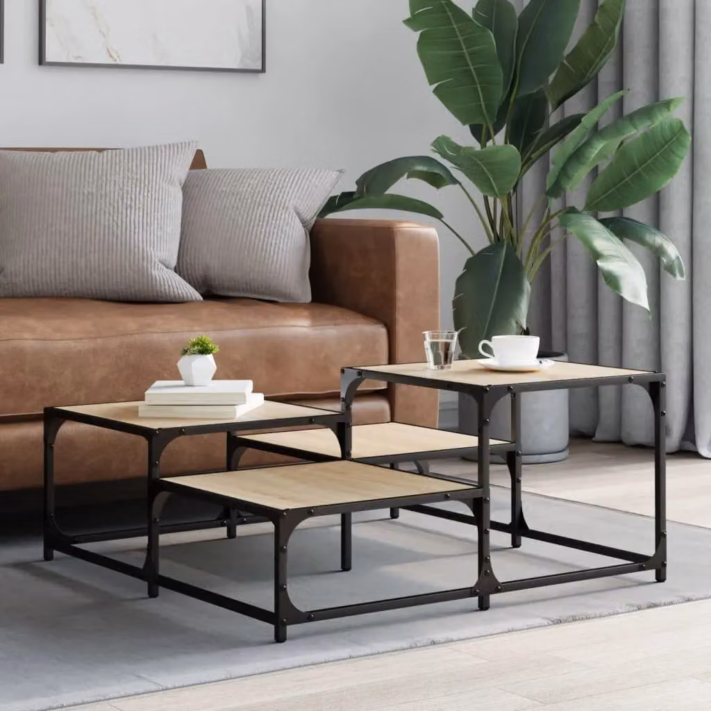Berkfield Home Sonoma Oak Coffee Table in Brown, W/D/H: 87.5 x 87.5 x 40 cm – 2