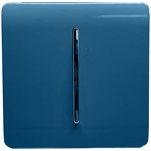 Trendi 1 Gang Retractive Home Automation Switch in Midnight Blue and Chrome