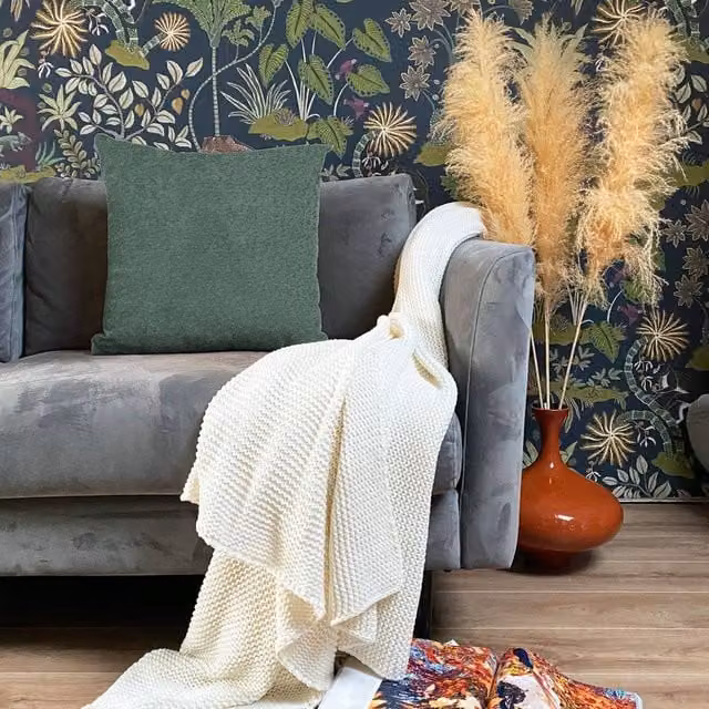 rucomfy Snug Cushion Dark Green Square Hollow Fibre Pillow W/D/H: 45 x 45 x 45 cm