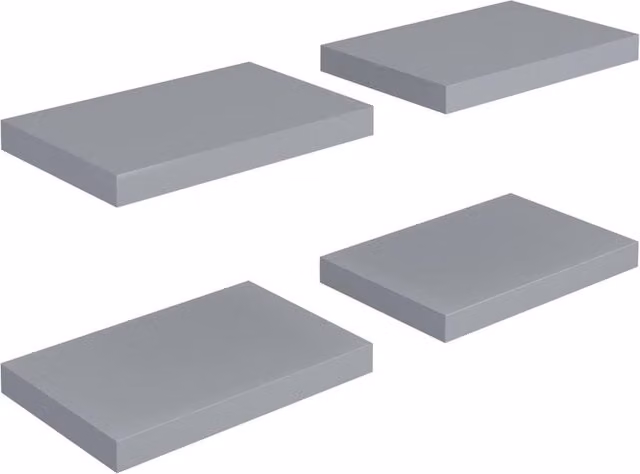 Berkfield Home Set of 4 Grey Floating Wall Shelves, W: 40 cm, D: 23 cm, H: 4 cm