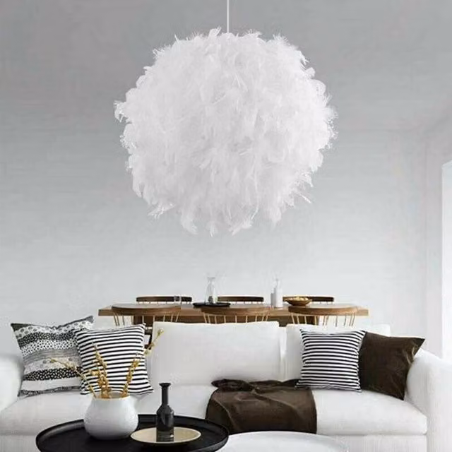Kelvenix Feather Round Ceiling Light Shade in White – 1