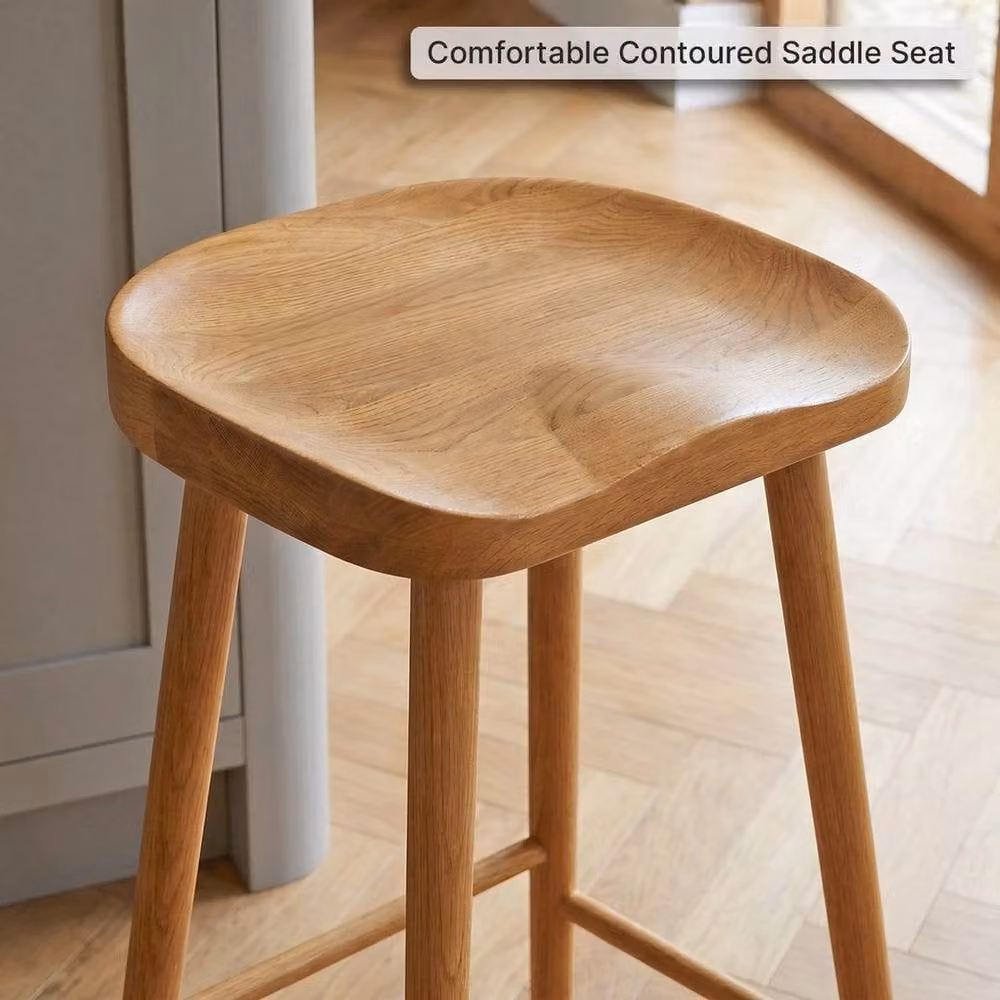 FORGEVIO Cheshire Bar Stool in Natural Whitewash Solid Oak – 2