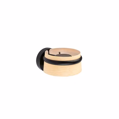 Faro Barcelona Loop Aplique Fresno LED Wall Light, Black Wood, Dimmable, 6W, 2700K, H: 41 cm, W: 15 cm, D: 15 cm