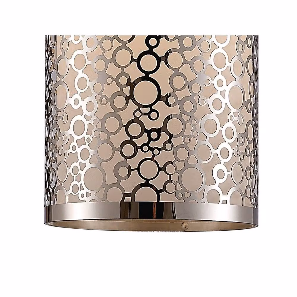 Netlighting Charon Circle Pattern Ceiling Pendant Light in Polished Chrome and Grey – 2