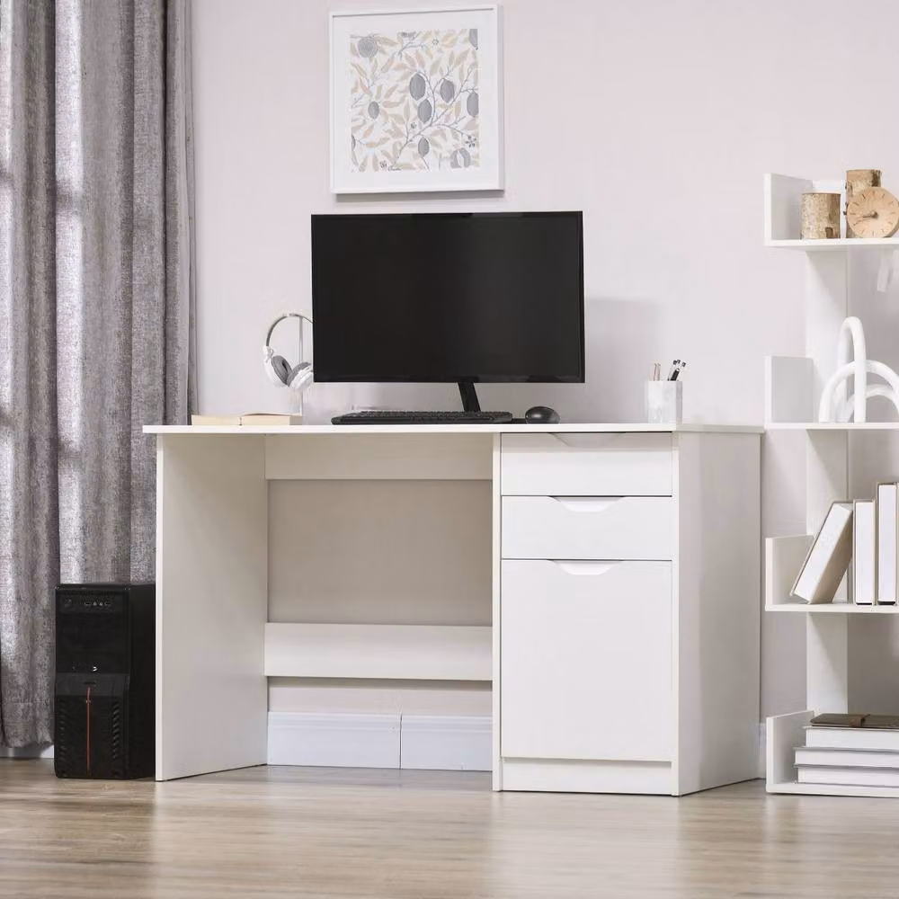 Rolipo High Gloss Computer Desk with Drawers and Cabinet in White, W: 120 cm, D: 60 cm – 2