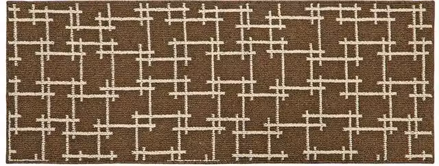 JVL Vector Machine Washable Latex Backed Runner Doormat, Brown, W/D/H: 57 x 150 cm – 1