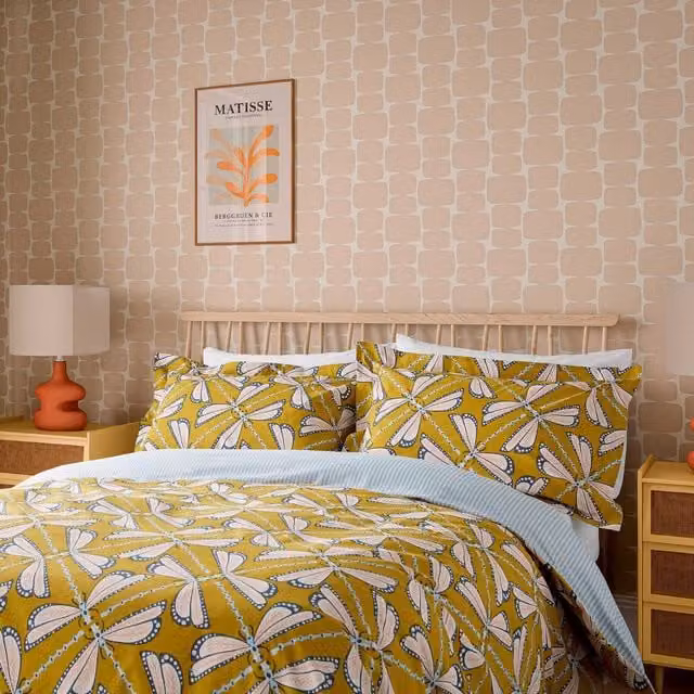 Scion Moon Flights Kingsize Cotton Duvet Cover and Pillowcase Set in Blue Striped Animal Print, W: 180 cm, L: 200 cm