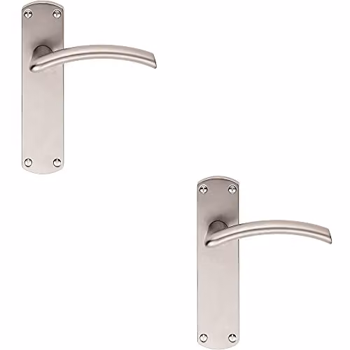 Loops 2 Pack Arched Lever on Latch Backplate Door Handle in Chrome, W: 170 mm, H: 42 mm