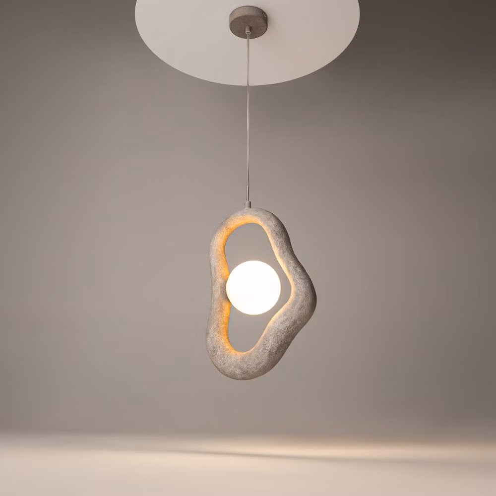 Netlighting Opus Modern Pendant Ceiling Light in Grey with White Metal Shade and G9 Socket – 2