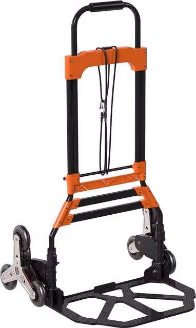 HOMCOM Heavy Duty Foldable Steel Trolley with Wheels, 75kg Capacity, Black and Orange