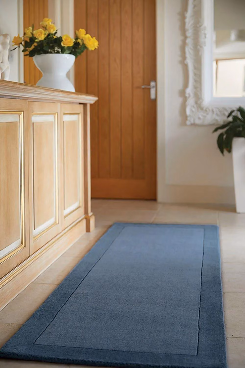 e-Rugs Contemporary Borders Plain Wool Hand Loom Woven Rectangular Rug in Blue, W: 200 cm, L: 290 cm – 4
