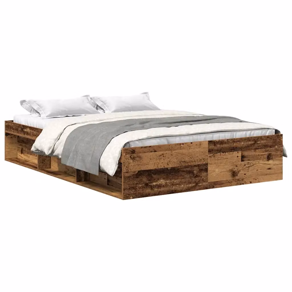 Berkfield Home Bed Frame in Old Wood Brown, Engineered Wood, W/D/H: 160 x 200 cm – 2