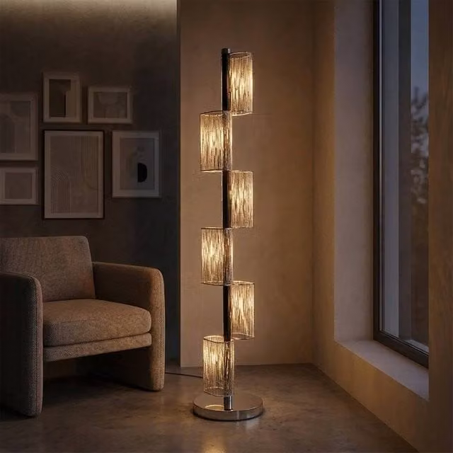 Garden Greatness Modern Six-Light Acrylic Floor Lamp in Black, Silver or Transparent – 1
