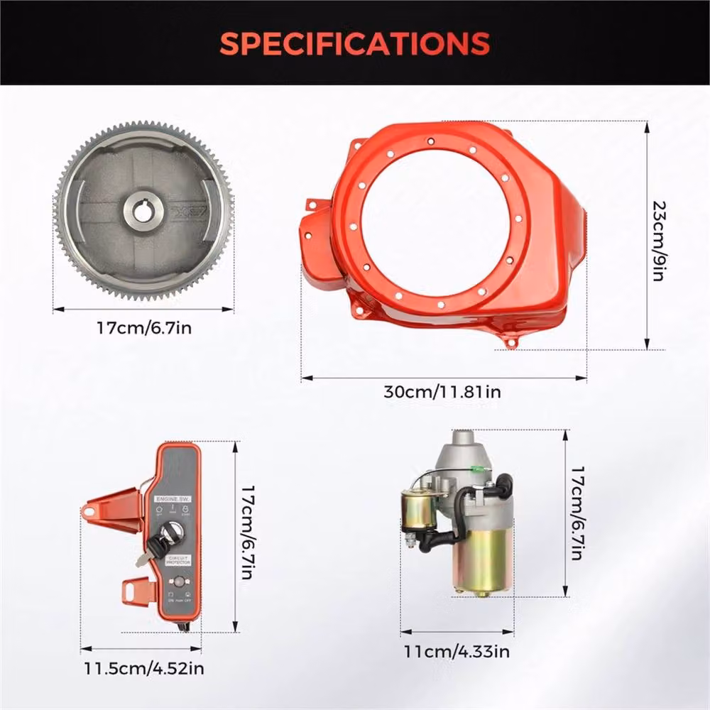 VOGREX 6.5HP Electric Starter Kit for GX200 Motor, Red – 2