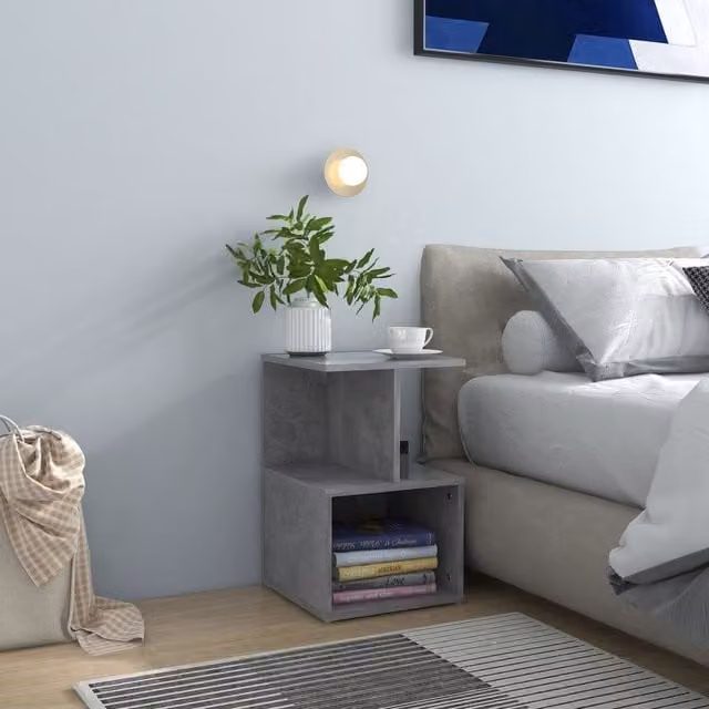 Berkfield Home Bedside Cabinet in Concrete Grey, W/D/H: 35 x 35 x 55 cm
