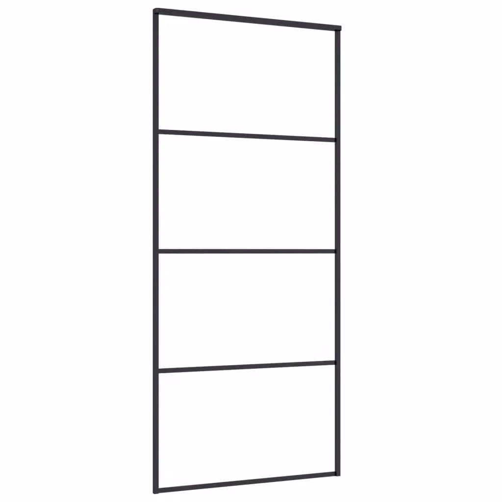 Berkfield Home Modern Black Sliding Door with Frosted ESG Glass and Aluminium, W: 90 cm, H: 205 cm – 2