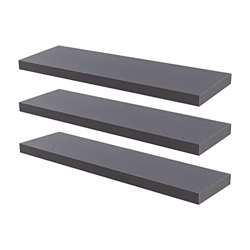Harbour Housewares Modern Floating Wall Shelves, Pack of 3, Grey, W: 80 cm, D: 28 cm, H: 23.5 cm