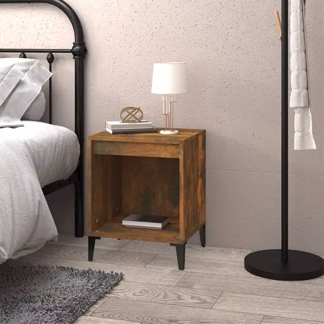 Berkfield Home Elegant Bedside Cabinet in Smoked Oak Brown, W: 40 cm, D: 35 cm, H: 50 cm