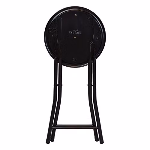 Harbour Housewares Black Padded Folding Stools, Pack of 2, Metal Frame with Synthetic Leather Seat – 3