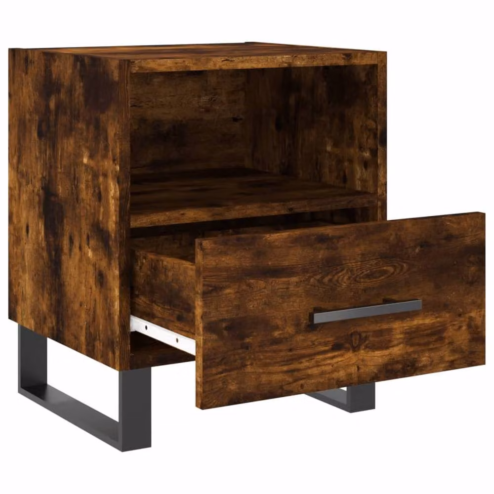 Berkfield Home Modern Bedside Cabinet in Smoked Oak Brown, W/D/H: 40 x 35 x 47.5 cm – 3