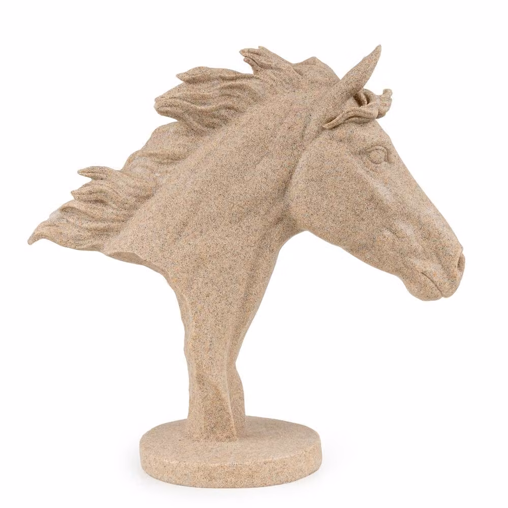 Madison & Mayfair Beige Stone Effect Horse Head Tabletop Sculpture – 2