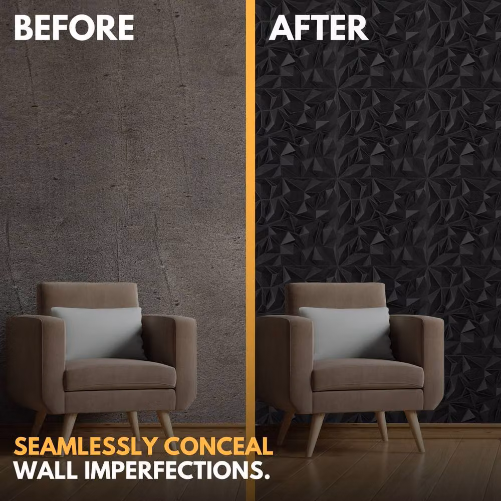 Novecrafto Diamond Prestige Effect 3D Wall Panels, 6 Sheets, Matt Black – 6