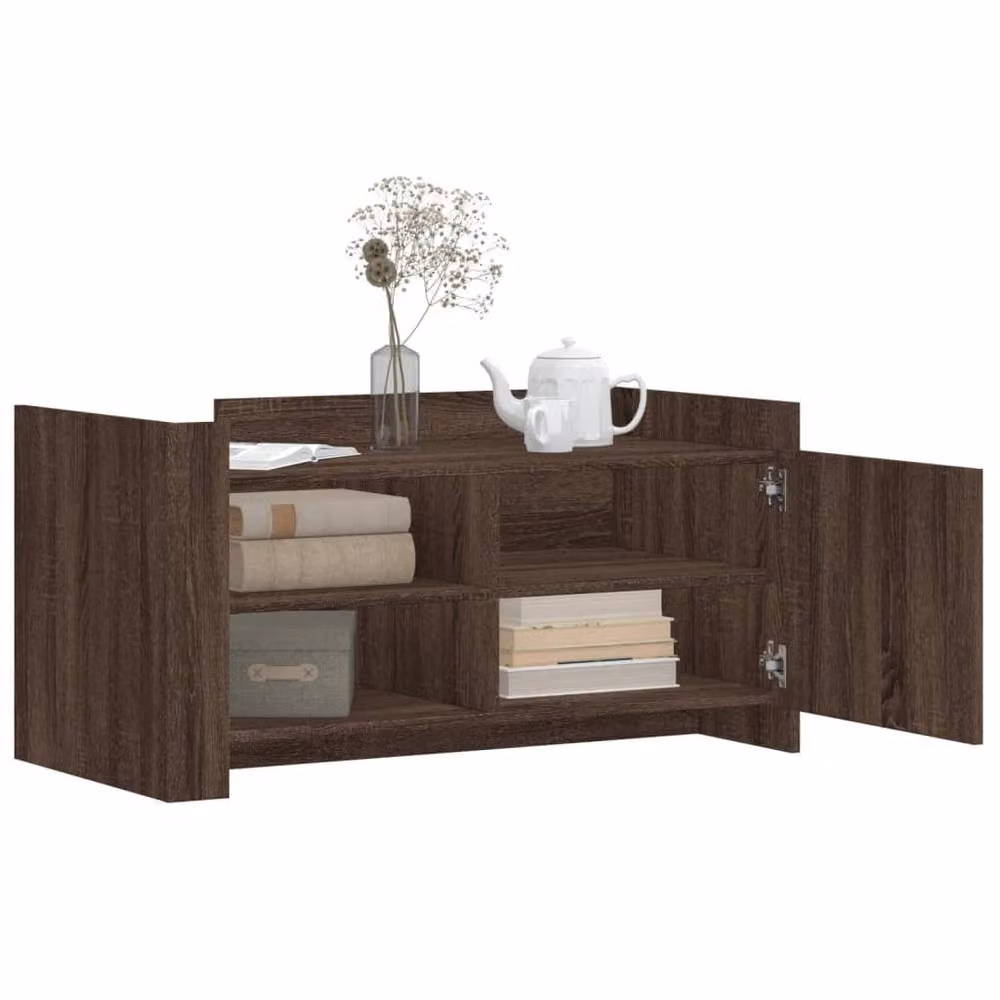 Berkfield Home Modern Brown Oak Coffee Table, W/D/H: 100 x 50 x 50 cm – 3