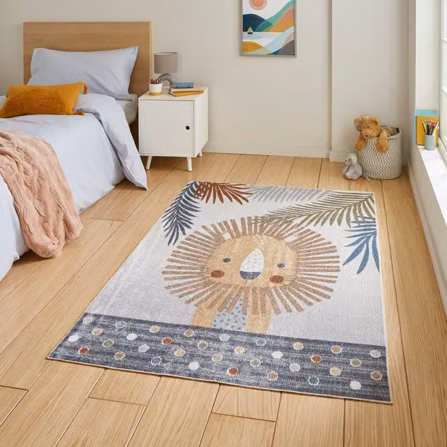 Terrys Machine Woven Rectangular Polypropylene Childrens Rug in Multicolour Animal Design
