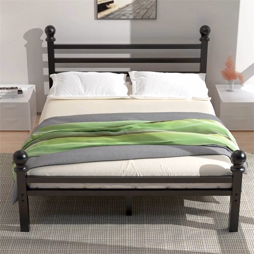 Nordara Heavy Duty Metal Platform Bed Frame with Headboard and Footboard in Black, King Size (180 x 200 cm) – 5
