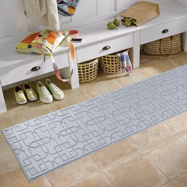 RugsbyDesire Ivy Cubed Trellis Design Anti Slip Washable Runner, Grey, W: 60 cm x L: 220 cm