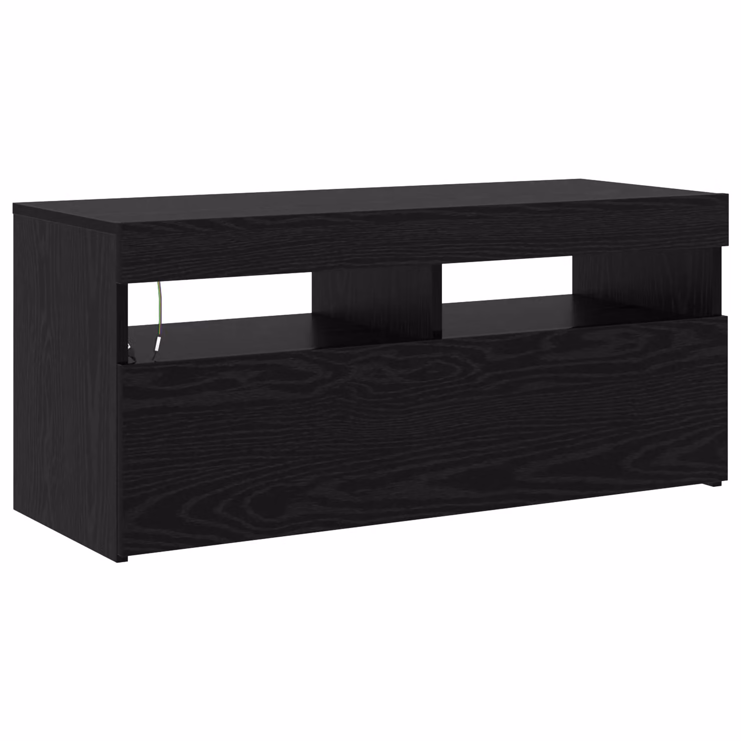 Berkfield Home Set of 2 Modern TV Cabinets with LED Lights in Black Oak Matt Engineered Wood – 5