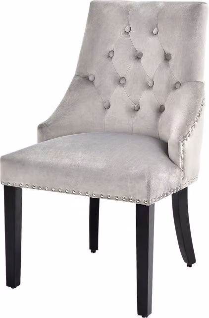 Costway Modern Grey Velvet Button-Tufted Dining Chair with Armrests and Metal Legs