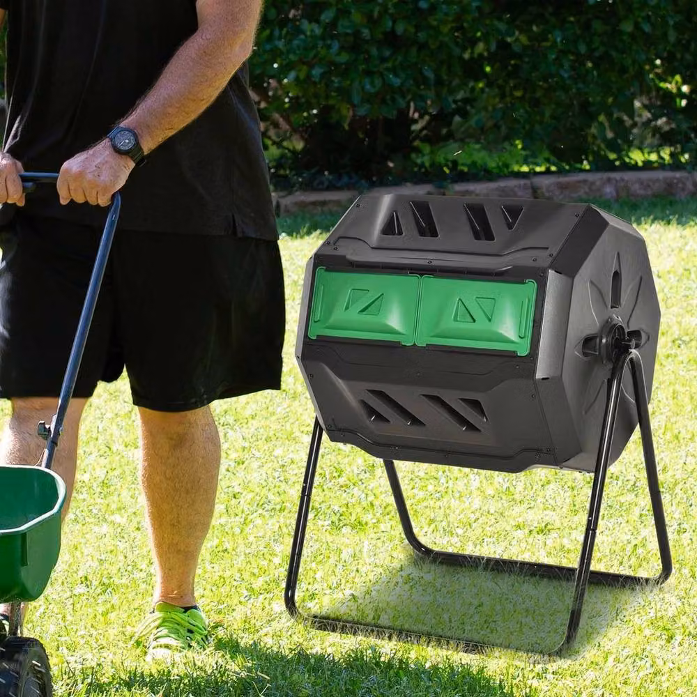 Kelvenix Dual Chamber Outdoor Tumbling Compost Bin in Black – 4