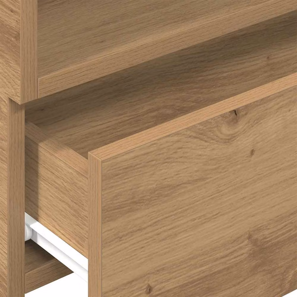 Berkfield Home Artisan Oak Wall-mounted Bedside Cabinet, Brown, W: 45 cm, D: 26 cm, H: 28.5 cm – 3