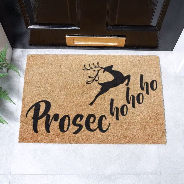 Artsy Mats Prosec Ho Ho Ho Christmas Doormat, Brown, W: 60 cm x D: 40 cm